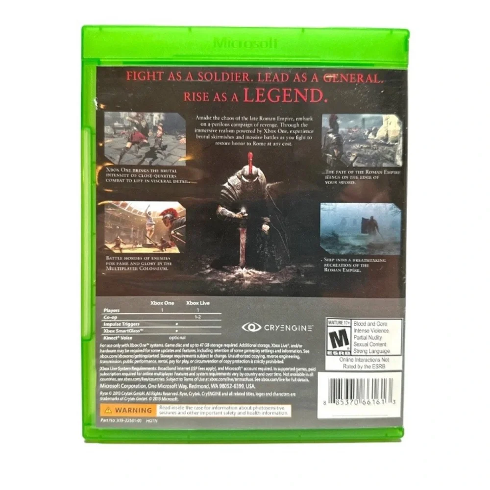 Ryse: Son of Rome Microsoft Xbox One, Xbox Series X|S Complete In Box